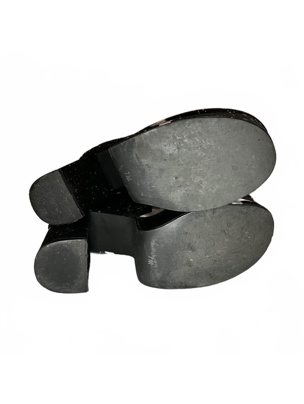 Dolls Kill Current Mood Black Platform Ankle Boots w/ Silver Stars and Moons 7 - Picture 5 of 6